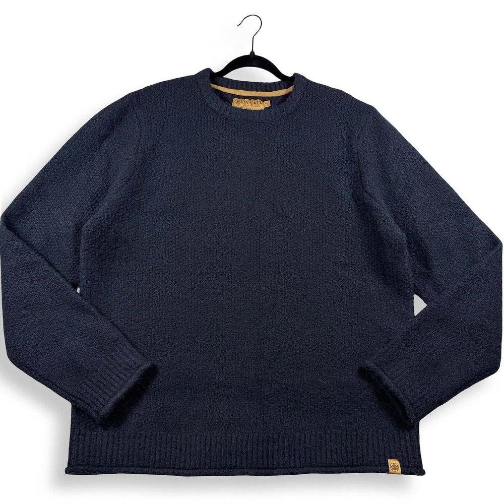 Levitate Mens XL Navy Crewneck Sweater Sustainable Wool Blend Knit Coastal